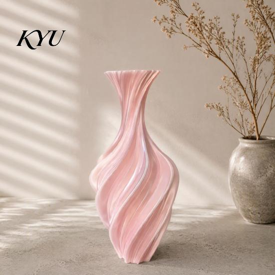 Charmante Heimdekorationsvase 3D-gedruckte Vase, Verdrehtes Wirbeldesign, Minimalistischer Tisch-Pflanztopf zur Stressbewältigung, Hydroponische Blume für Wohnzimmer