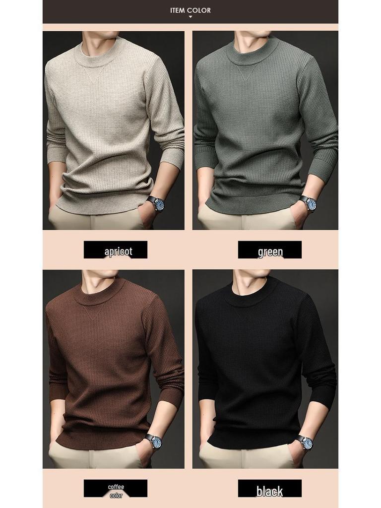 Men's Douyin Bestseller Autumn/Winter Knitwear: Trendy Round Neck Solid Color Jacquard Thick Sweater