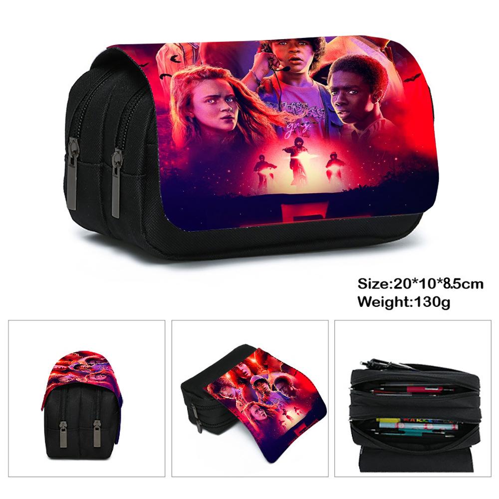 Stranger Things 5 Pencil Case, Large Capacity Multi-Layer Storage, Wear-Resistant Oxford Cloth Student Stationery Bag