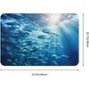 Blue Ocean Underwater Fish Print Front Door Rug for Indoor Outdoor Entrance,Welcome Mat with Flannel Fabric