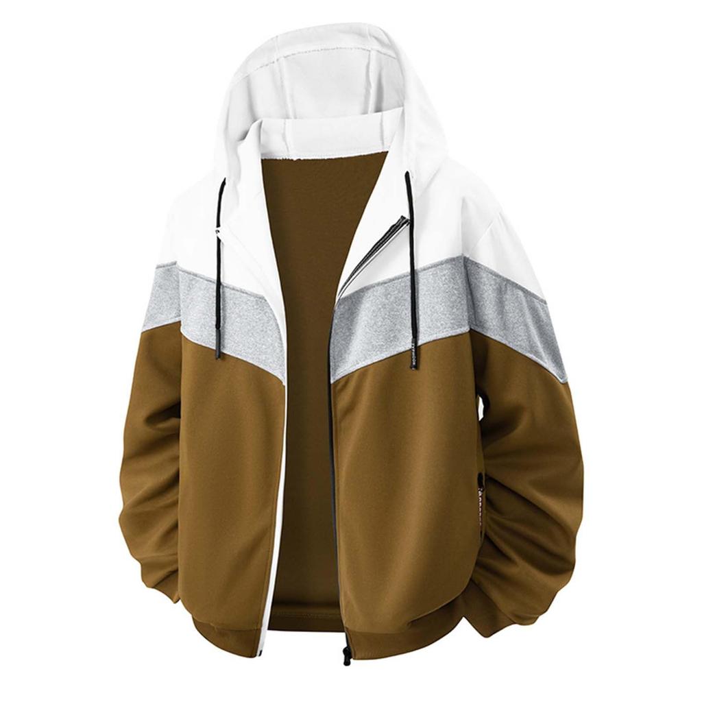 Men Zip Sweatshirt Jacket, Long Sleeve Loose  Casual Hooded Sports Coat Outerwear