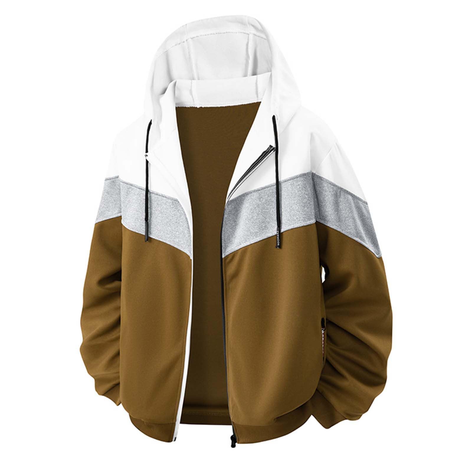 

Men Zip Sweatshirt Jacket, Long Sleeve Loose Casual Hooded Sports Coat Outerwear XL