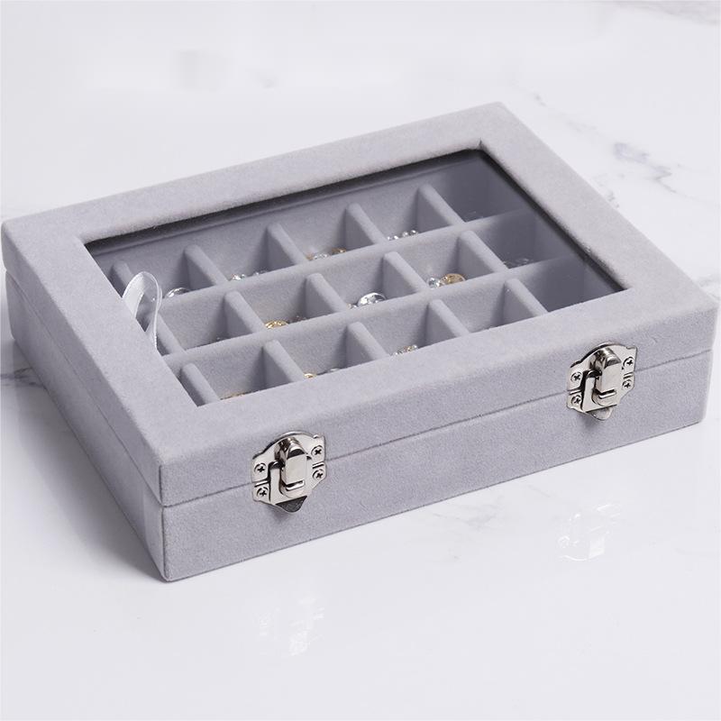 Aufbewahrungsbox für Schmuck, Ohrring-, Ring- und Halsketten-Schmuck-Displaybox, Schmuckklassifizierung, staubdichte, transparente Schmuckschatulle mit Klappdeckel
