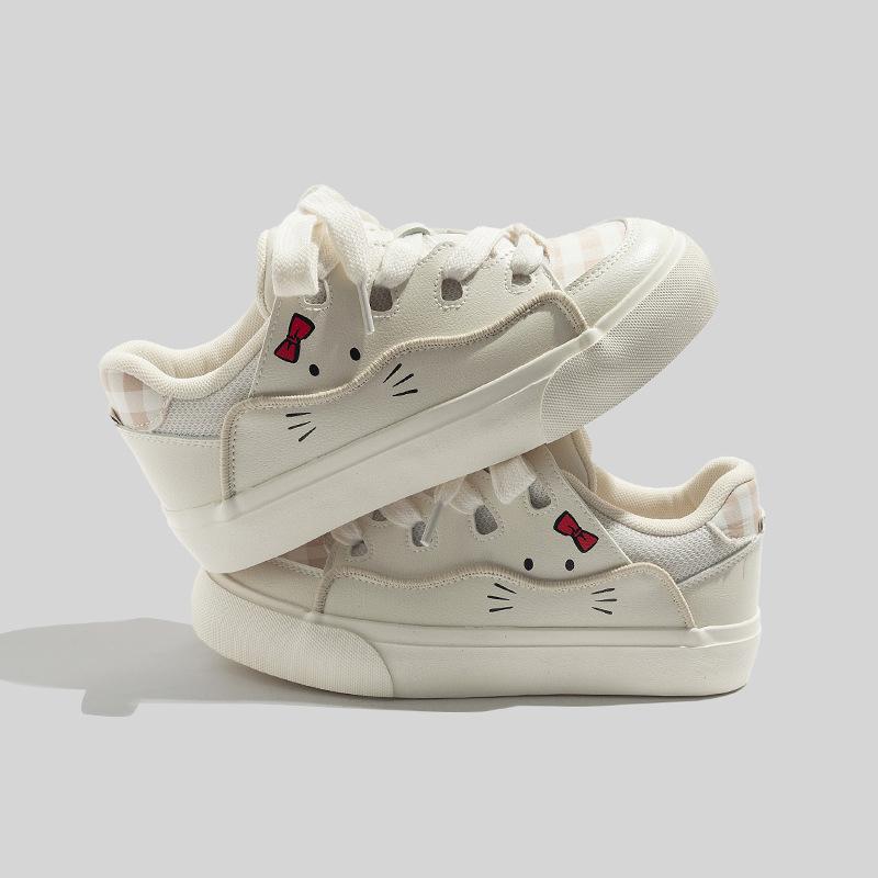 

Women s Cute School Style 2025 Summer New Plaid Patchwork Pastel White Platform Shoes Fresh Casual Sneakers 37 бежевый
