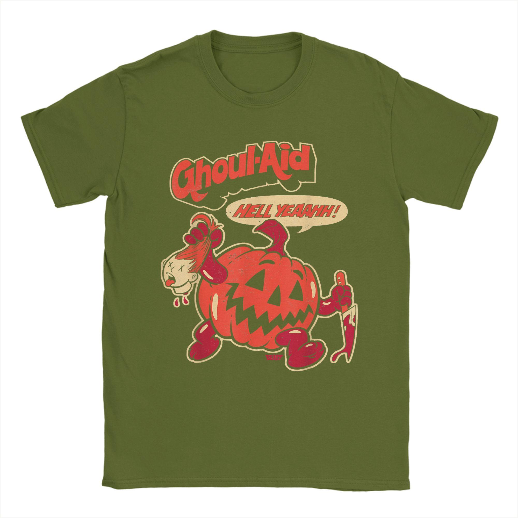 Cool Ghoul Aid Funny Ghoul Pumpkin Cute Meme Halloween Men s T Shirt  Tee Shirt Short Sleeve Crewneck T-Shirt Summer Tops 4XL