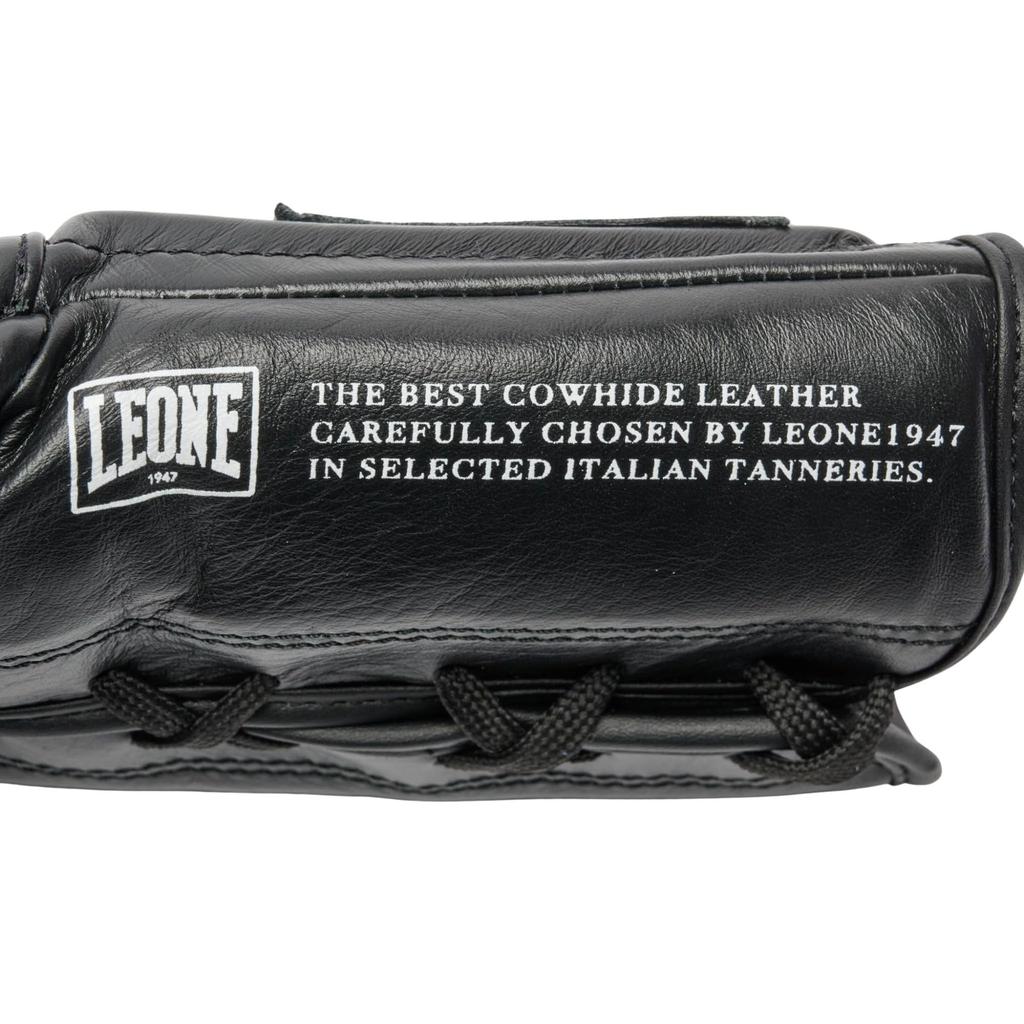 LEONE 1947 Boxhandschuhe Unisex Rindsleder Außen Latex Schwarz GN111L, [THE GREATEST], 100% Leder, 88% Polsterung, Schnürung (14oz), [Authentisches Produkt]