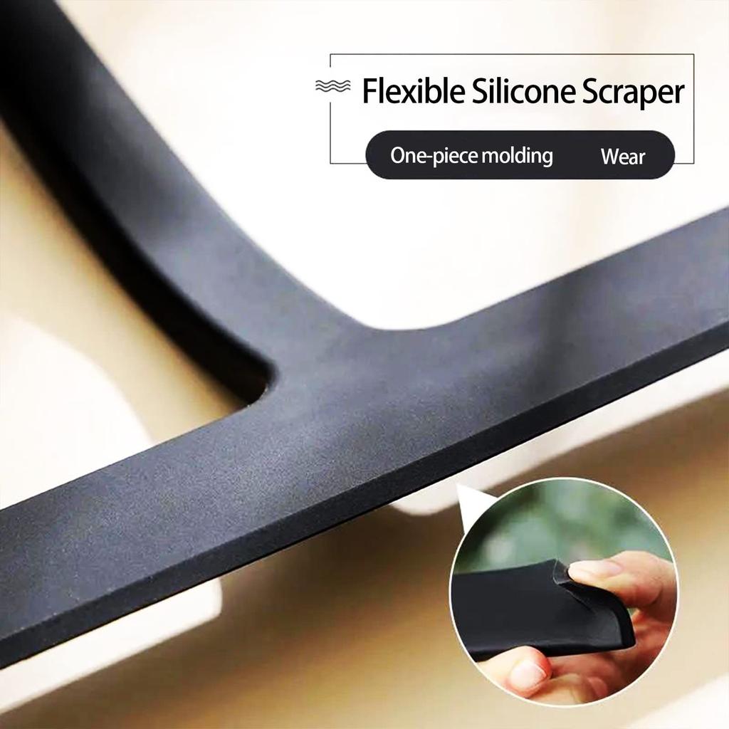 Silicone Shower Squeegee Window Squeegee with Storage Holder with Stainless Steel 8.93-Inch Cleaning Tool with Hook