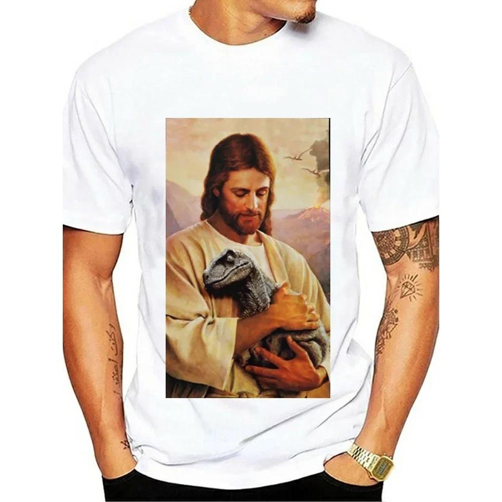 Hochwertiges Kurzarm-Oberteil Nicht Heute Satan Jesus vs. Satan im O-Ausschnitt T-Shirt Mann/Frau Kurzarm-Tees Shirt 2024 Neu