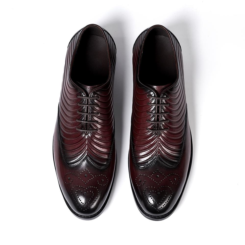 Fashion Genuine leather men's oxford shoes brogue style wingtip wings lace-up formal shoes business suit wedding party men shoes