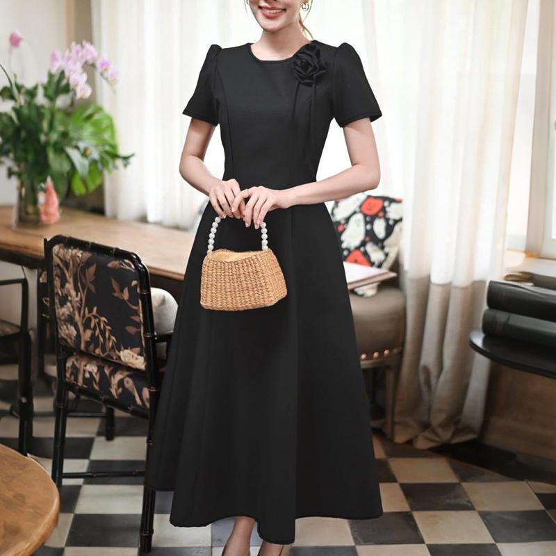 ZANZEA Women Summer Round Neck Casual Short Sleeve Elegant Dress S