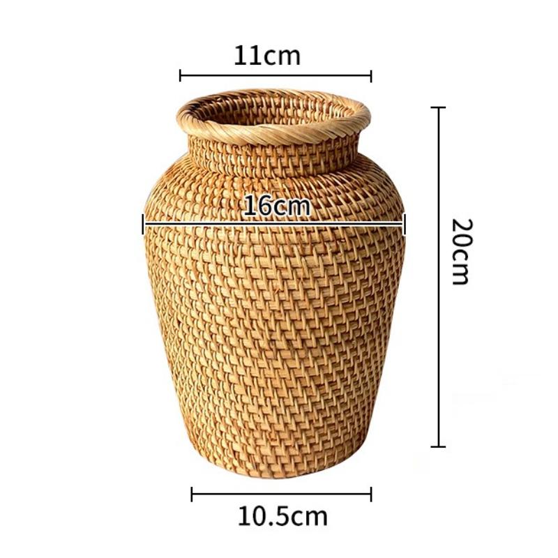 

Vine Dried Flowers Vase Weave Desktop Vintage Vases Art Elegant Flower Basket Home Table Storage Vases Interior Decoration