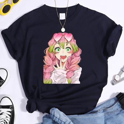 Kanroji Mitsuri Graphic Print T Shirt Women Summer Casual Round Neck Cozy Short Sleeves Streetwear Fashion Anime Harajuku Tees