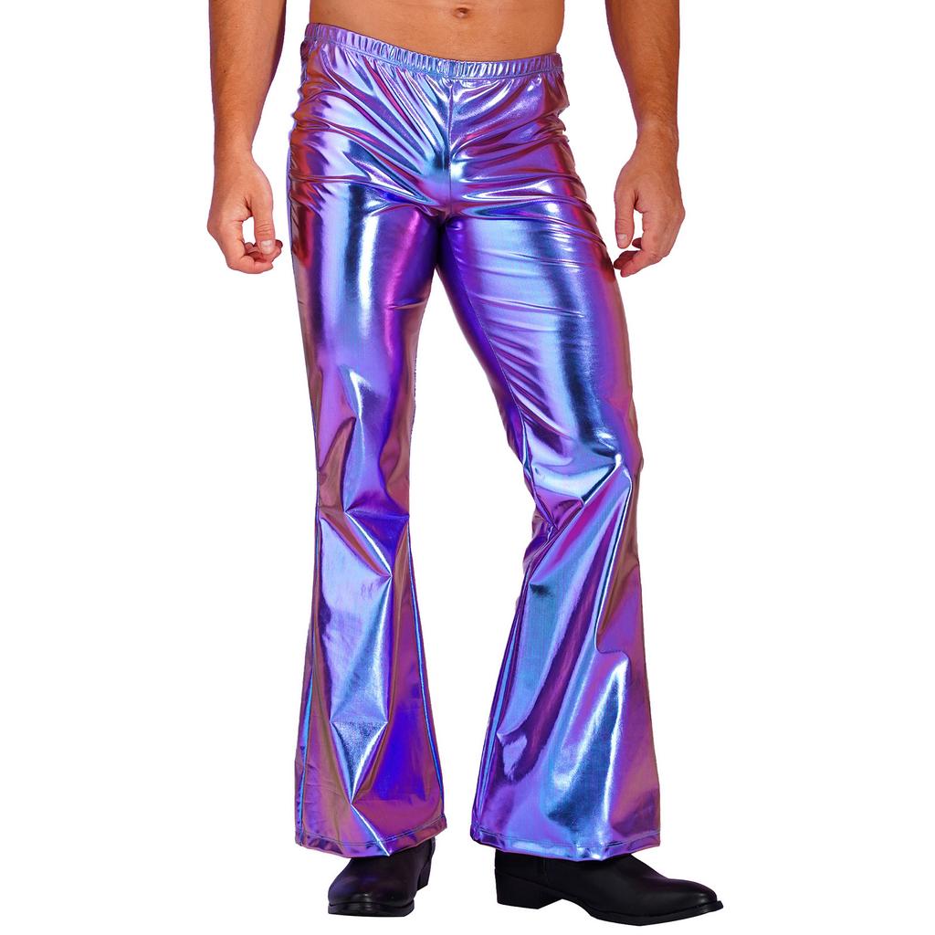 Herrenhosen Nachtclub Metallic Disco Hosen Bell Bottom Lange Hosen