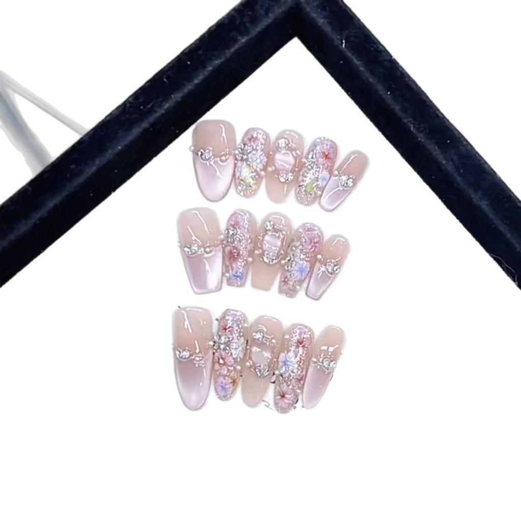 Hand-woven Armor with Spring Colors All Over The Garden, Three-dimensional Colorful Petals, Light-chasing Cat Eyes Temperament Nail Art Patch