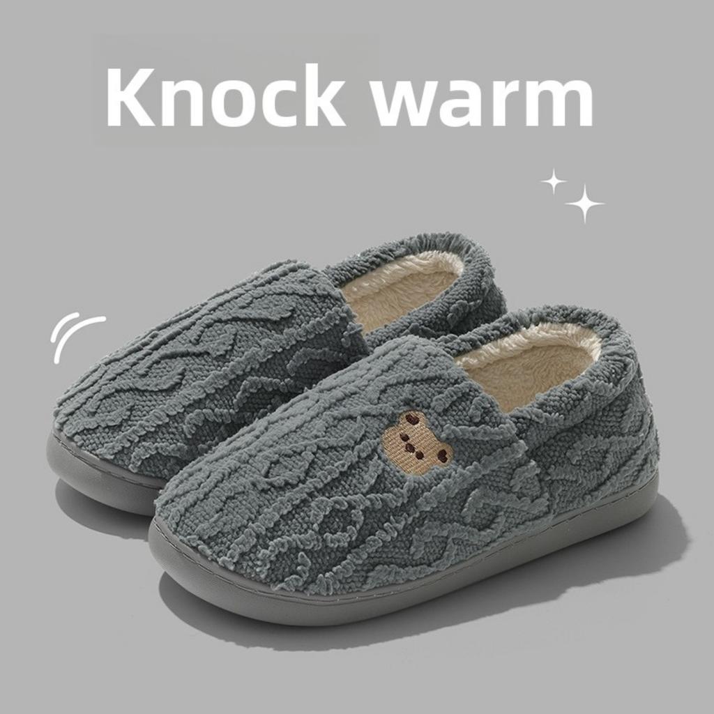 Cotton Slippers Men's Home Winter Bag with Couple Cartoon Teddy Bear Indoor Home Plush Warm Fur Slippers Women