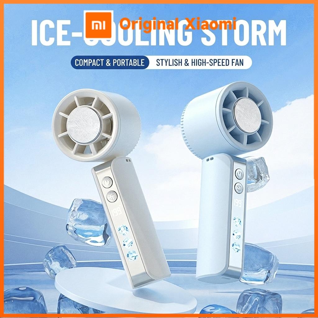Xiaomi 2026 199 Speeds Portable Handheld Fan with Ice Cooling Tech Turbo 180° Foldable Personal Fan with Digital Display for OUTDOOR