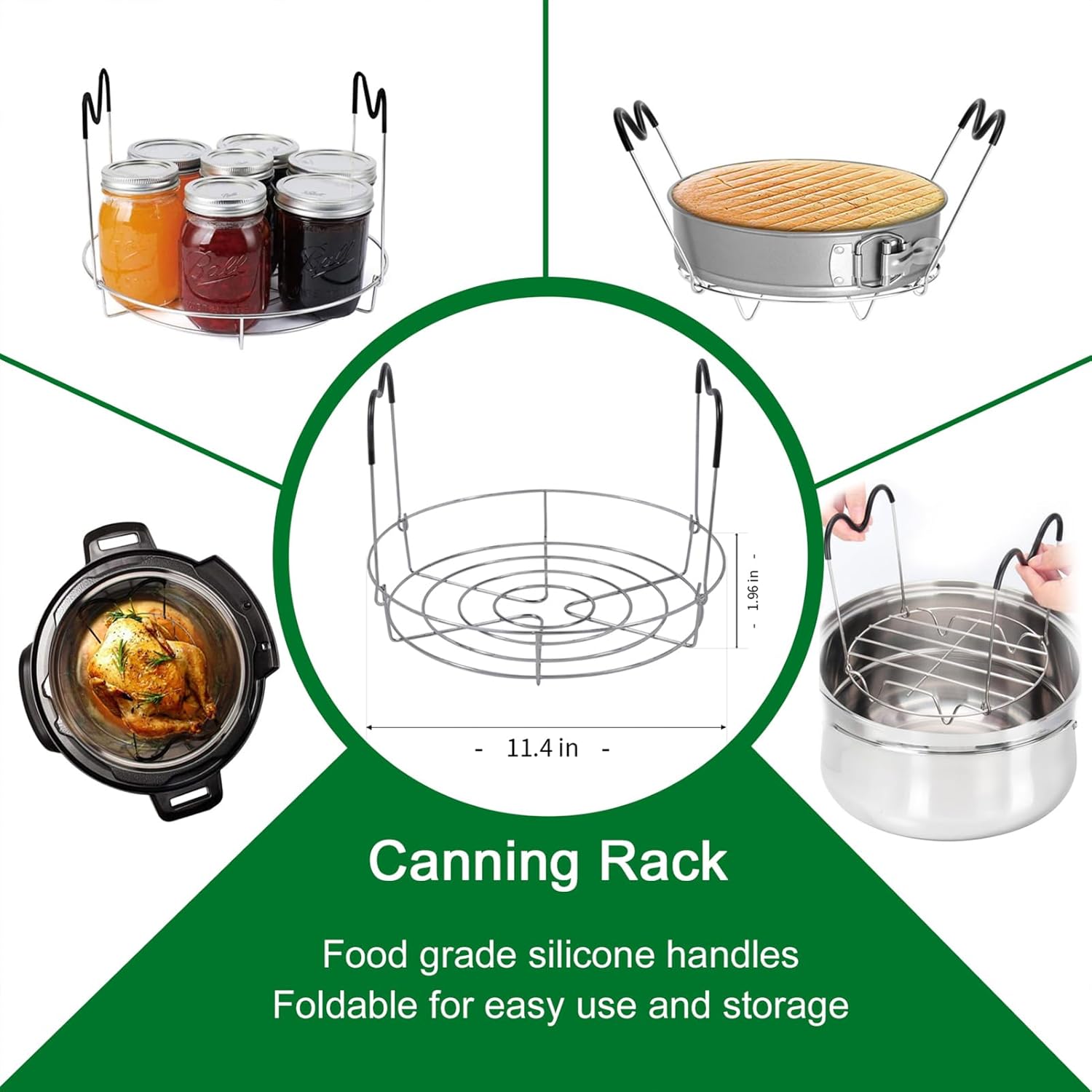 Canning Supplies Starter Kit - 7 Pieces Stainless Steel Canning Set Tools: Steamer Rack,Canning Funnel,Jar Lifter,Wrench, Tongs,Lid Lifter/Bubble