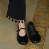 Light Luxury Round Head with Versatile Flat Bottom Shallow Mouth Mary Jane Single Shoes Women's New Autumn Single Shoes