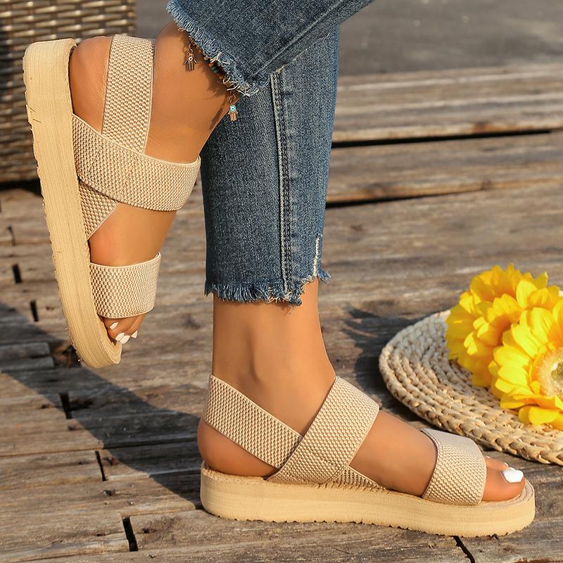 Elastic Band Wedge Sandals for Women Summer 2025 Lightweight Non Slip Beach Shoes Woman Casual Comfort Platform Sandalias Mujer