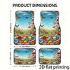 4pcs Car Floor Mats, Spring Flower Sea With Flying Butterfly Pattern, Universal Car Mats, Made Of Polyester Fiber, Washable, Sui