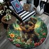 Yorkshire Terrier Round Area Rug,Carpet Rug for Living Room Bedroom Sofa Playroom Decor,Non-slip Floor Mat