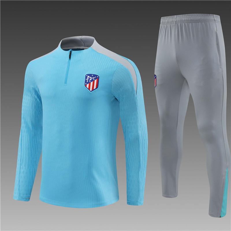 Atletico Madrid Football Suit, Long-Sleeved Half-Pull Warm-Up Before Autumn And Winter Games, Children'S Summer Short-Sleeved Training Suit