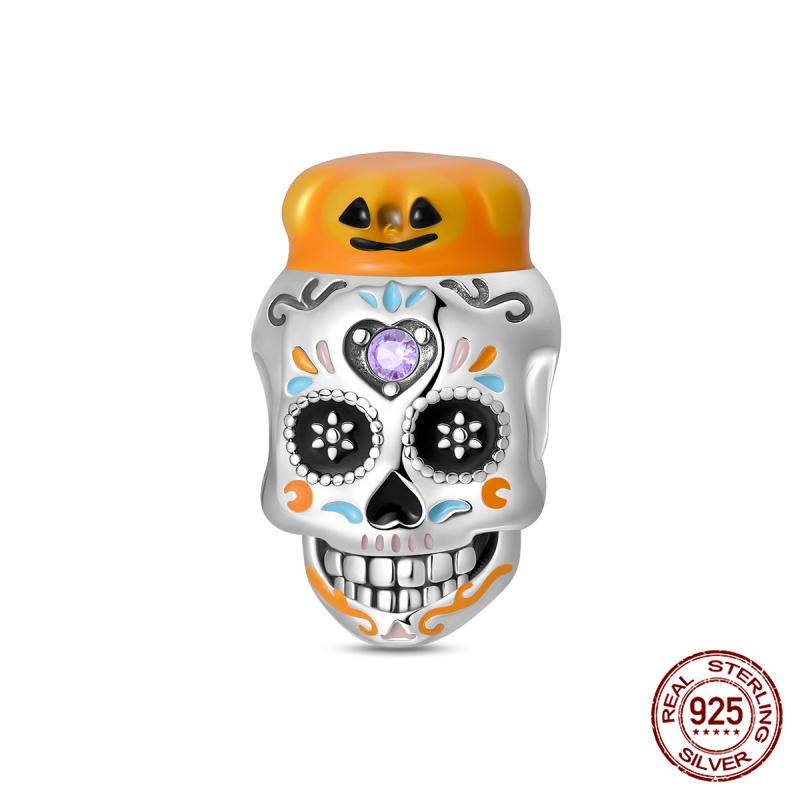 New In Original Charms Copper Glow In Skull And Pumpkin Charms Beads Fit 3Mm Original Bracelet For Women Diy Jewelry Gifts