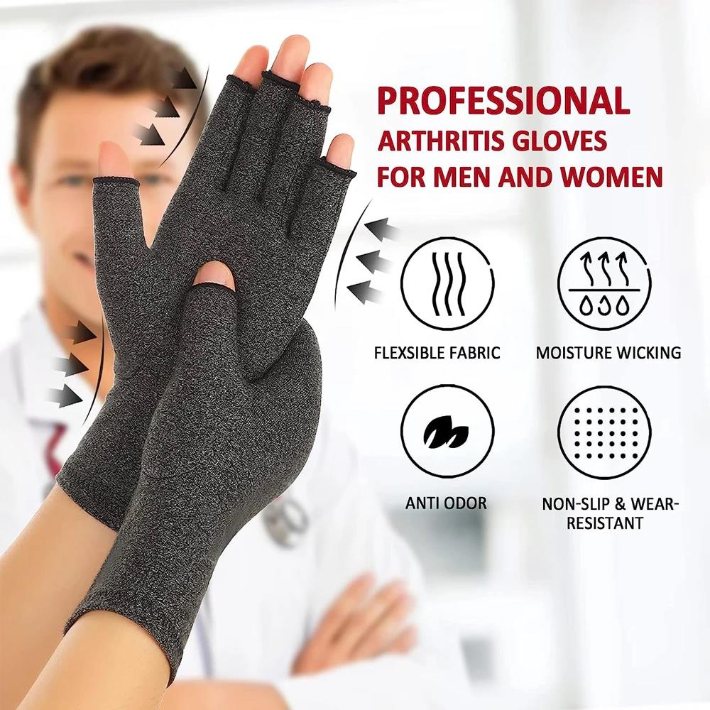 2Pair Arthritis Gloves Women Men Carpal Tunnel Rheumatiod Tendonitis Fingerless Hand Thumb Compression Gloves 6