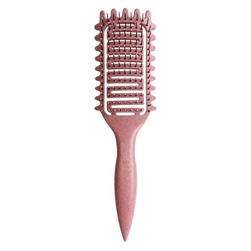

Curl Define Styling Brush Hollow Out Detangling Hair Brush Запутанные влажные вьющиеся волосы Расческа для придания формы локонам Инструменты для парикмахера розовый
