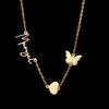 Atoztide Personalized Custom Name Necklace for Women Men Heart Biterfly Pendant Stainless Steel Choker Link Chain Jewelry Gifts