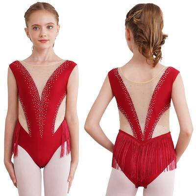 Dětské Dívčí Taneční oblečení Krasobruslařská kombinéza bez rukávů Jóga Dance Trikot Jednodílná gymnastická kombinéza