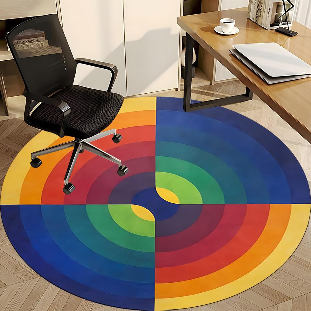 1pc Color Wheel Chair Carpet for Office Non-Slip, Lightweight, Machine Washable Rug for Office, Room - Holiday Decoryy251016005