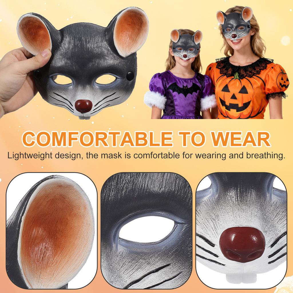 1Pcs Light Grey Mouse Mask Creative 3D Carnival Party Mask Halloween Face Cover for Adults Party Face Cover