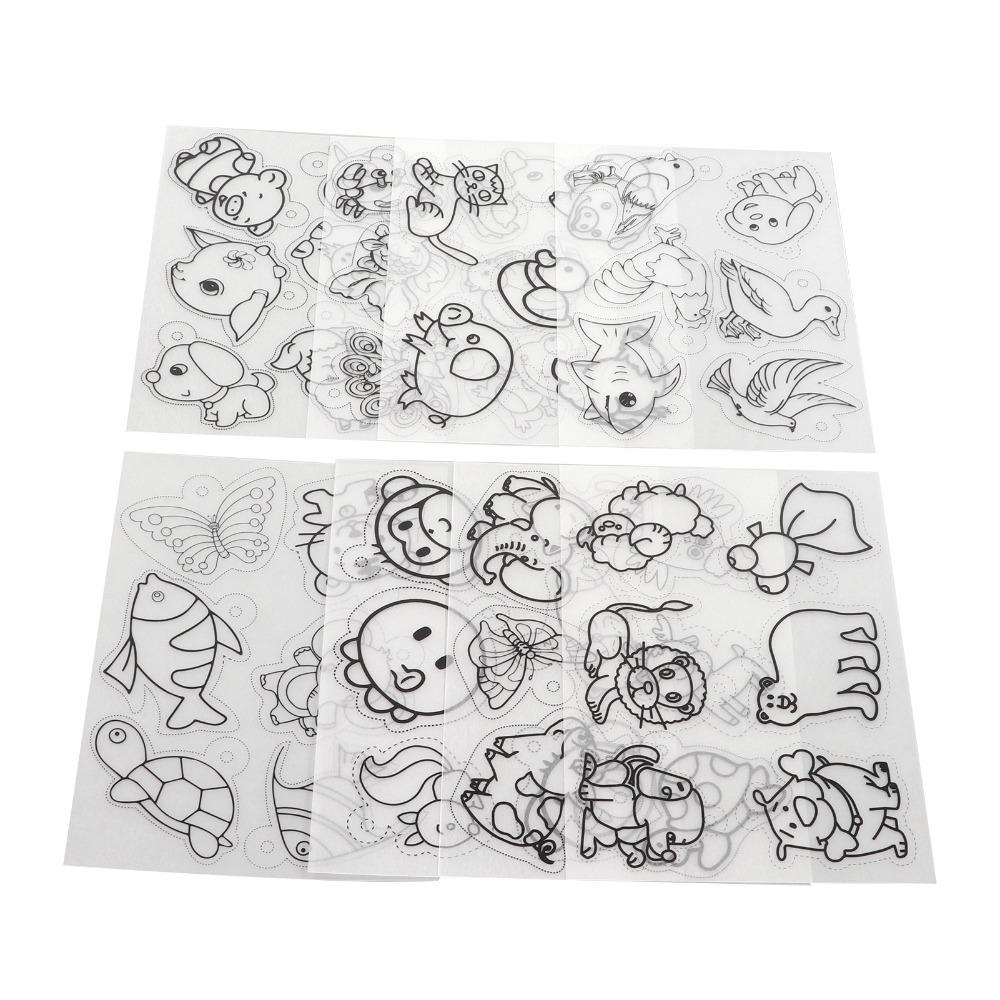 

8pcs Different Patterns Shrink Plastic Sheets Hand Painted Shrink Film Sheets DIY Keychain animal