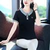 Women's Summer Short Sleeve Polo Shirt - Korean Style, Loose Fit, Slimming, Casual Lapel Top T2026