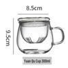 350ml Glass Flower Tea Cup Set: Inner Filter, Lid, Handle - 3-Piece Tea Brewing & Separation