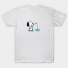 Men Black Print T-shirt Snoopy Oasis No-Cut Transfer Paper Print Cotton Tshirt