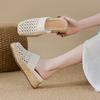 Hollowed-out Woven Toe Cap Half-slipper Women's 2025 Summer Breathable Insole Height-increasing Straw Woven Thick-soled Shoes