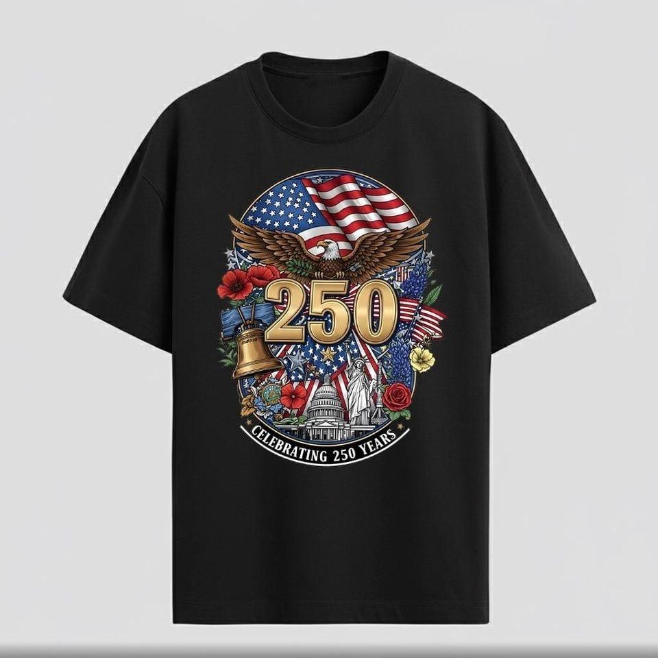 American 250th Anniversary Patriotic Eagle Flag 1776-2026 T-Shirt XXL