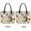  Cute Squirrel Floral Casual Canvas Tote Bag for Daily Shopping