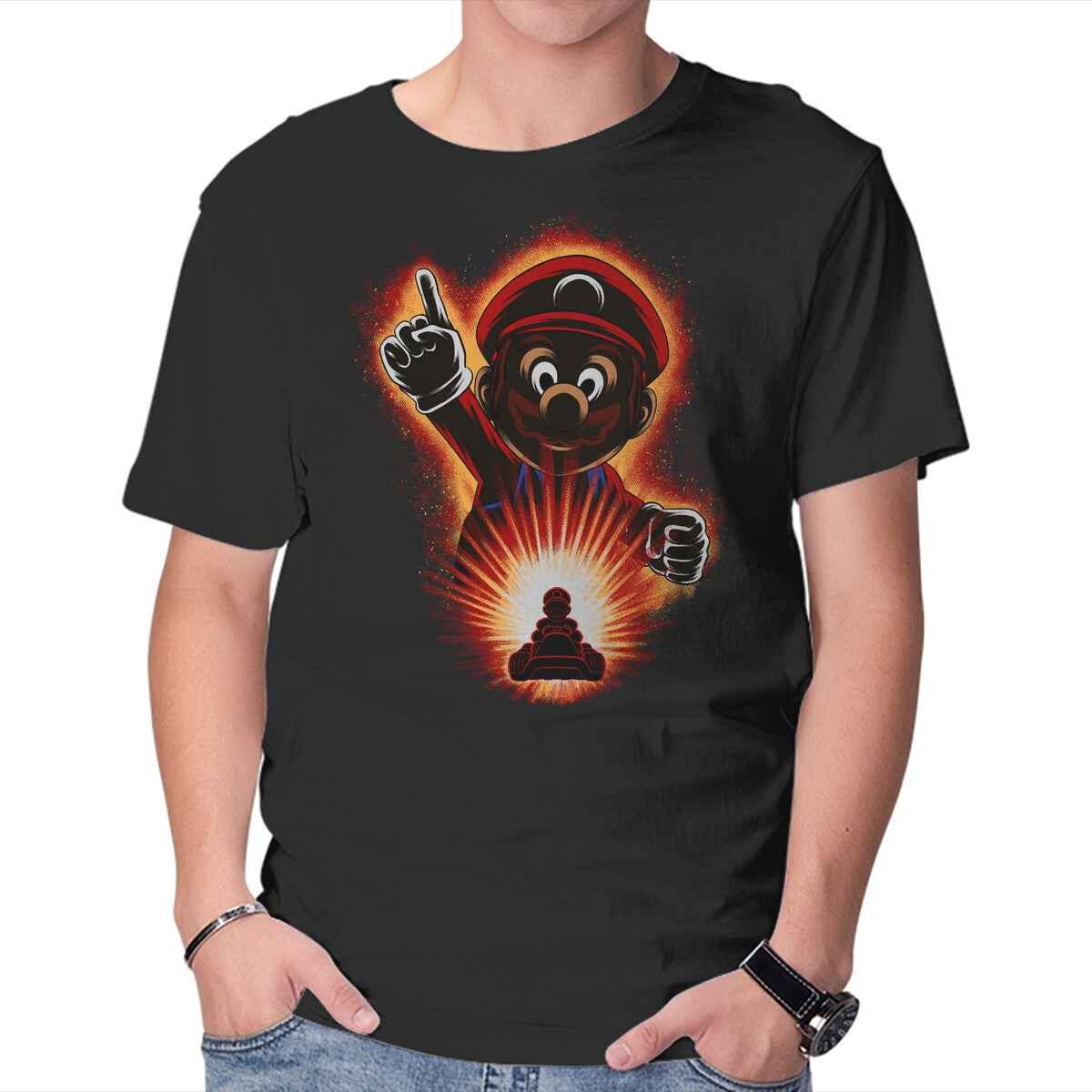 Unisex Crew Neck T-Shirt Red Bro Racing Graphic Short Sleeve Casual Tee L