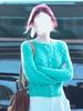 Li Cai Ling Green Cable Knit Round Neck Cardigan - Women's Slim Fit Versatile Sweater, 2025 Spring Collection.