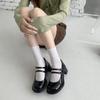 Mary Jane Single Shoes Women'S High Heels New Retro British Style Jk Shoes Black French Thick Heel Small Leather Shoes
