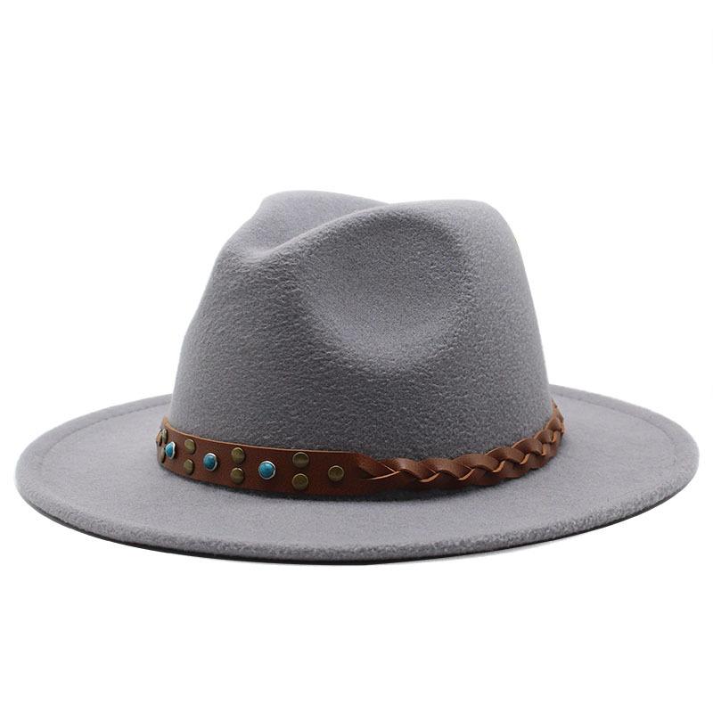 Felt Hat British Belt Vintage Versatile Top Hat Men'S And Women'S Jazz Hat Wool Hat