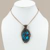 Natural Tibetan Turquoise Gemstone Copper Wire Wrap Gift Pendant 2.76 g6Q67