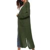 Women's Fashion Casual Button  Solid Color Big Pocket Cardigan Sweater Long Thin Coat