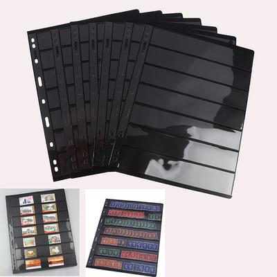 10Pcs 7 Grid Postage Stamp Album Pages Coin Collection Stamps Holder Loose-Leaf