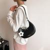 Dumpling Shape Flower Shoulder Bag Flower Pendant Women Underarm Bag Half-moon Bag  Streetwear