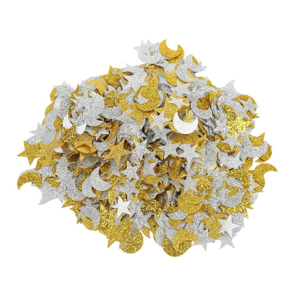 2 Bags Flash Moon and Star Confetti Hand Crafted Plastic Star Moon Confetti Simple Generous Color