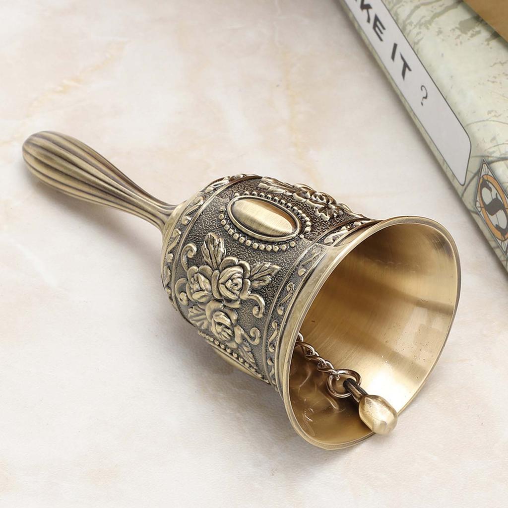 Zinc Alloy Rose Pattern Dinner Hotel Calls Handbell Hand Bell Metal Handicraft Christmas Gifts